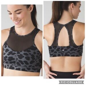 Lululemon Meshed Up Cheetah Print Racerback Sports Bra Size 8